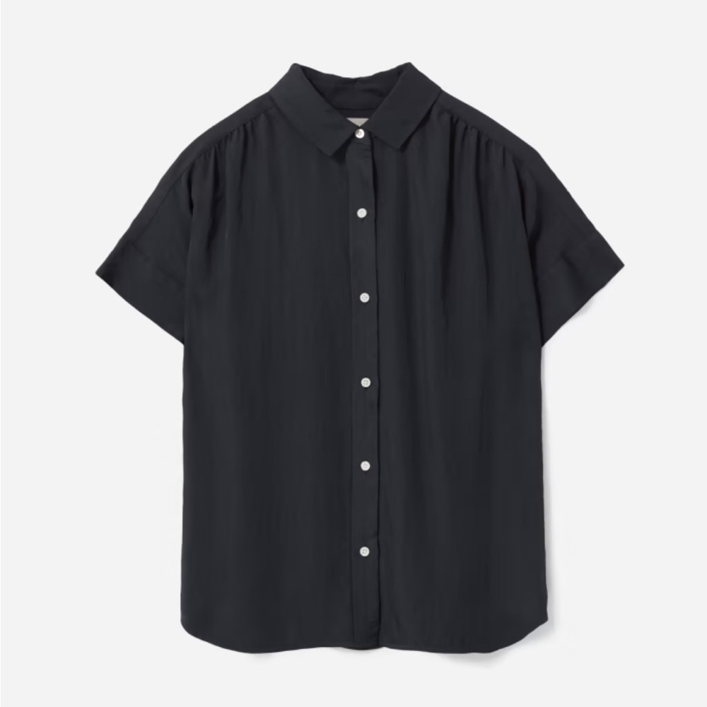 NWT Everlane The Japanese GoWeave Light Square Shirt in Washed Black Size 0